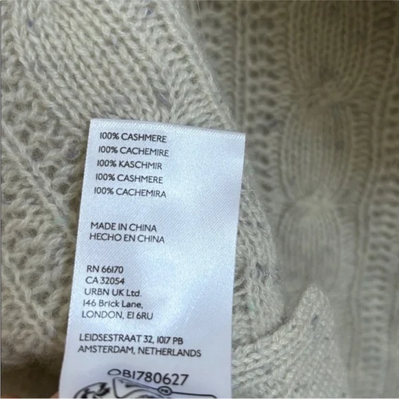:Price Firm: Anthropologie Crop Cable Cashmere Cardigan Hoodie in Light Gray - Picture 9 of 9